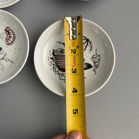 NAAMAN Israel Vintage Israeli Folklore Fine Porcelain Set of 6 Small Plates 4" - Picture 6 of 6